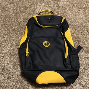 Fuel backpack, yellow, and black